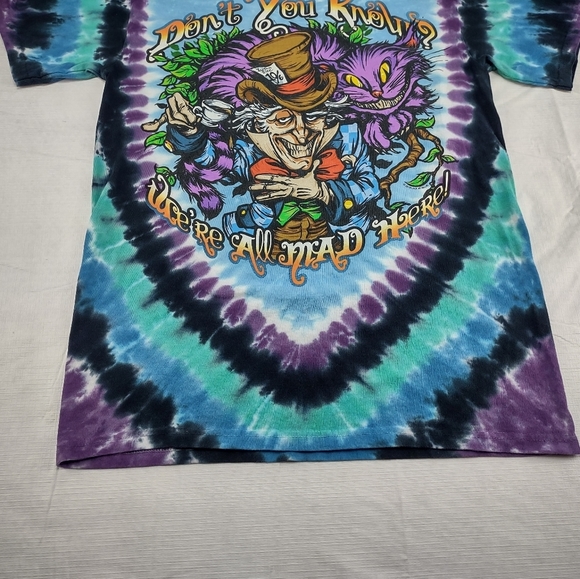 Liquid Blue Alice in Wonderland Mad Hatter Double Sided Short Sleeve Tee Medium - Picture 2 of 11